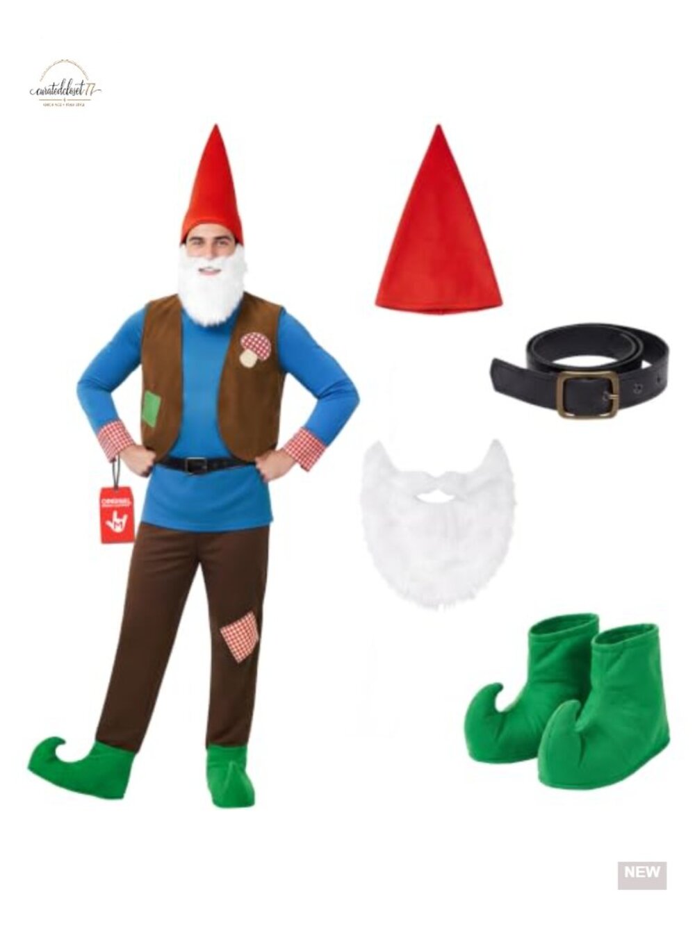 Adult Garden Gnome Costume Set Halloween Cosplay